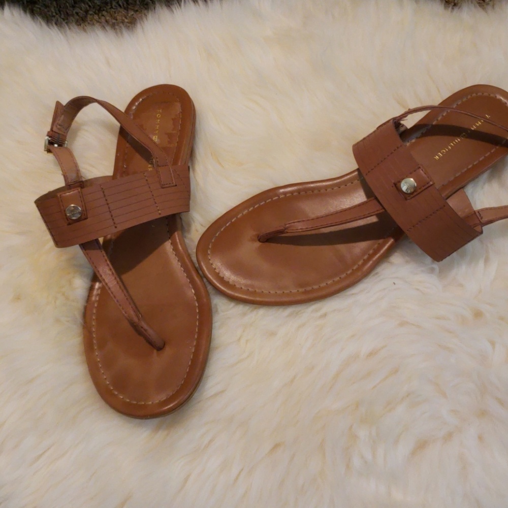 Brown Tommy Hilfiger sandals.